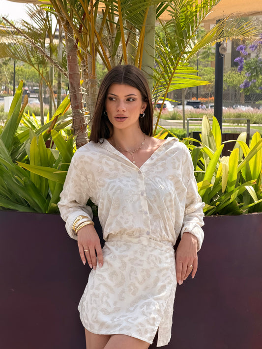 Leopard Linen Wrap Dress